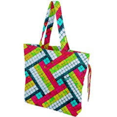 Pop Art Mosaic Drawstring Tote Bag by essentialimage365