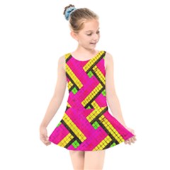 Pop Art Mosaic Kids  Skater Dress Swimsuit by essentialimage365