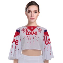 All You Need Is Love Tie Back Butterfly Sleeve Chiffon Top by DinzDas