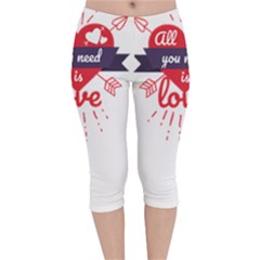 All You Need Is Love Velvet Capri Leggings  by DinzDas