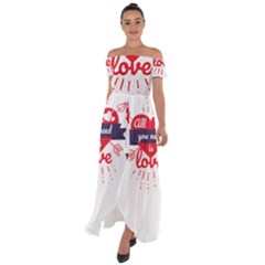 All You Need Is Love Off Shoulder Open Front Chiffon Dress by DinzDas