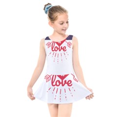 All You Need Is Love Kids  Skater Dress Swimsuit by DinzDas