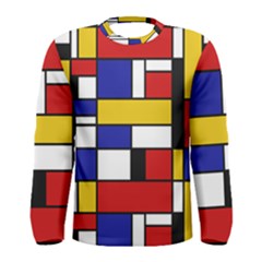 Stripes And Colors Textile Pattern Retro Men s Long Sleeve Tee by DinzDas