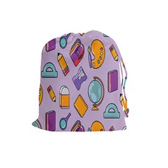 Back To School And Schools Out Kids Pattern Drawstring Pouch (large) by DinzDas