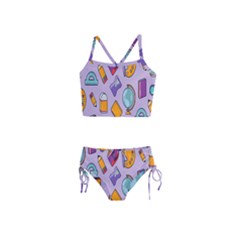 Back To School And Schools Out Kids Pattern Girls  Tankini Swimsuit by DinzDas