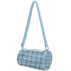 Sky Blue Tartan Plaid Pattern, With Black Lines Mini Cylinder Bag