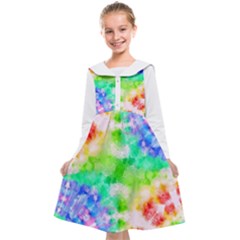 Tie Die Look Rainbow Pattern Kids  Midi Sailor Dress