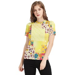 Yellow Floral Aesthetic Women s Short Sleeve Rash Guard