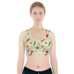 Seamless Pattern With Vegetables  Delicious Vegetables Sports Bra With Pocket by SychEva