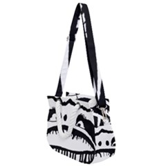 Creepy Monster Black And White Close Up Drawing Rope Handles Shoulder Strap Bag by dflcprintsclothing