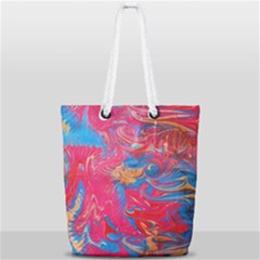 Abstract Flames Full Print Rope Handle Tote (small) by kaleidomarblingart