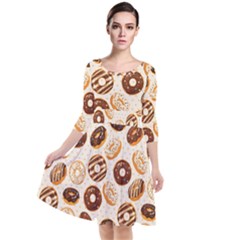 Chocolate Donut Love Quarter Sleeve Waist Band Dress by designsbymallika