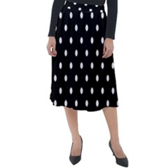 1950 Black White Dots Classic Velour Midi Skirt  by SomethingForEveryone