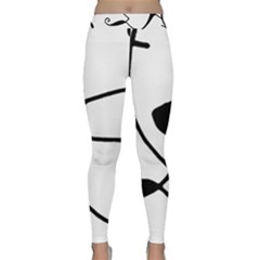 Black And White Abstract Linear Decorative Art Classic Yoga Leggings by dflcprintsclothing