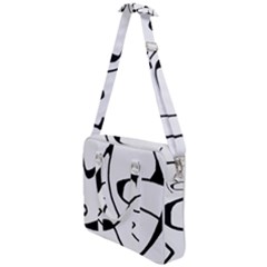 Black And White Abstract Linear Decorative Art Cross Body Office Bag by dflcprintsclothing