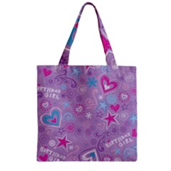  Hearts And Stars On Light Purple  Zipper Grocery Tote Bag