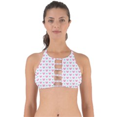 Pink Hearts One White Background Perfectly Cut Out Bikini Top