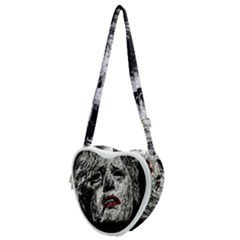 Creepy Head Sculpture Artwork Heart Shoulder Bag by dflcprintsclothing