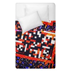 Root Humanity Bar And Qr Code In Flash Orange And Purple Duvet Cover Double Side (single Size) by WetdryvacsLair