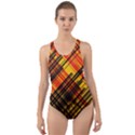 Root Humanity Orange Yellow and Black Cut-Out Back One Piece Swimsuit View1