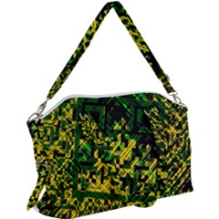 Root Humanity Bar And Qr Code Green And Yellow Doom Canvas Crossbody Bag by WetdryvacsLair