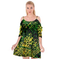 Root Humanity Bar And Qr Code Green And Yellow Doom Cutout Spaghetti Strap Chiffon Dress by WetdryvacsLair