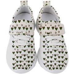 Hearts And Pearls For Love And Plants For Peace Kids  Velcro Strap Shoes by pepitasart