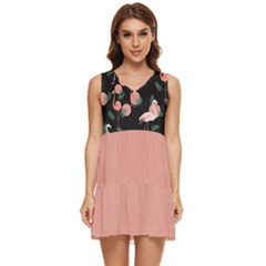 Flamingo Tiered Sleeveless Mini Dress by flowerland