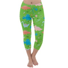 Funny Dinosaur Capri Winter Leggings  by SychEva