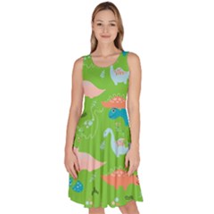 Funny Dinosaur Knee Length Skater Dress With Pockets by SychEva