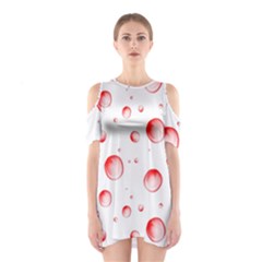 Red Drops On White Background Shoulder Cutout One Piece Dress by SychEva