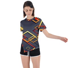 Modern Geometry Asymmetrical Short Sleeve Sports Tee by Sparkle