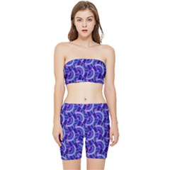 Digital Waves Stretch Shorts And Tube Top Set by Sparkle