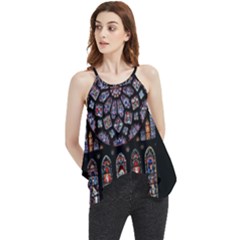 Chartres-cathedral-notre-dame-de-paris-amiens-cath-stained-glass Flowy Camisole Tank Top