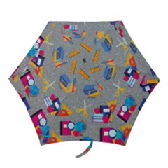 80s And 90s School Pattern Mini Folding Umbrellas by NerdySparkleGoth