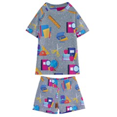 80s And 90s School Pattern Kids  Swim Tee And Shorts Set by NerdySparkleGoth