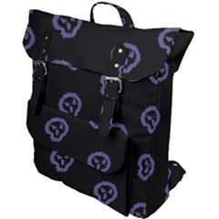 Purple Skulls On Dark Background Buckle Up Backpack by SychEva