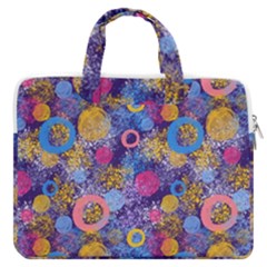 Multicolored Splashes And Watercolor Circles On A Dark Background Macbook Pro Double Pocket Laptop Bag (large) by SychEva