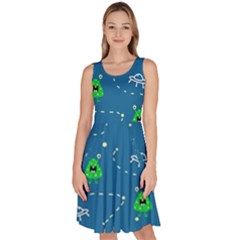 Funny Aliens With Spaceships Knee Length Skater Dress With Pockets by SychEva