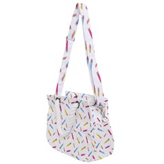 Multicolored Pencils And Erasers Rope Handles Shoulder Strap Bag by SychEva