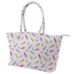 Multicolored Pencils And Erasers Canvas Shoulder Bag by SychEva