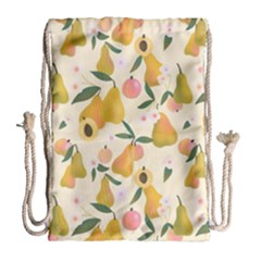 Yellow Juicy Pears And Apricots Drawstring Bag (large) by SychEva