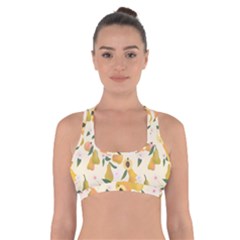 Yellow Juicy Pears And Apricots Cross Back Sports Bra by SychEva