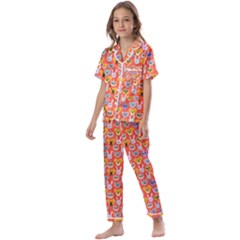 Cute Faces Of Dogs And Cats With Glasses Kids  Satin Short Sleeve Pajamas Set by SychEva