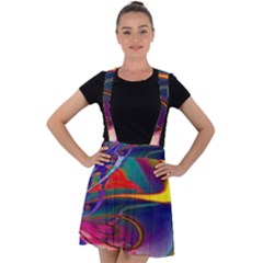 Colorful Rainbow Modern Paint Pattern 13 Velvet Suspender Skater Skirt by DinkovaArt