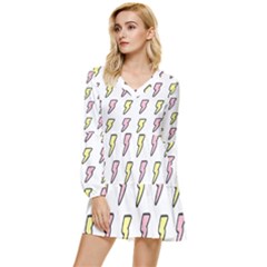 Pattern Cute Flash Design Tiered Long Sleeve Mini Dress by brightlightarts