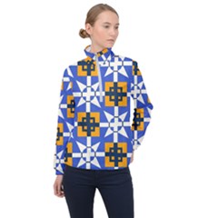 Shapes On A Blue Background                                                           Women Half Zip Windbreaker