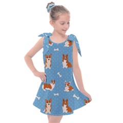 Cute Corgi Dogs Kids  Tie Up Tunic Dress by SychEva