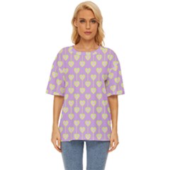 Yellow Hearts On A Light Purple Background Oversized Basic Tee by SychEva