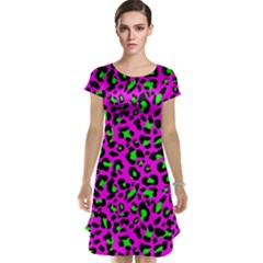 Pink And Green Leopard Spots Pattern Cap Sleeve Nightdress by Casemiro